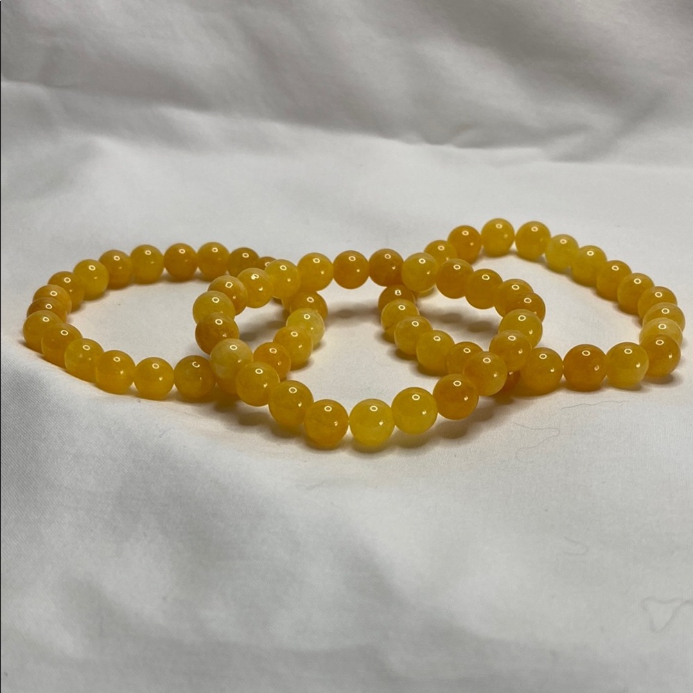 Yellow Dyed Jade Beaded Bracelet